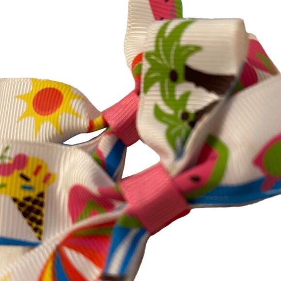 Bow pair hair bows accessories NEE summer fun beach palm tree watermelon sun - Picture 3 of 5